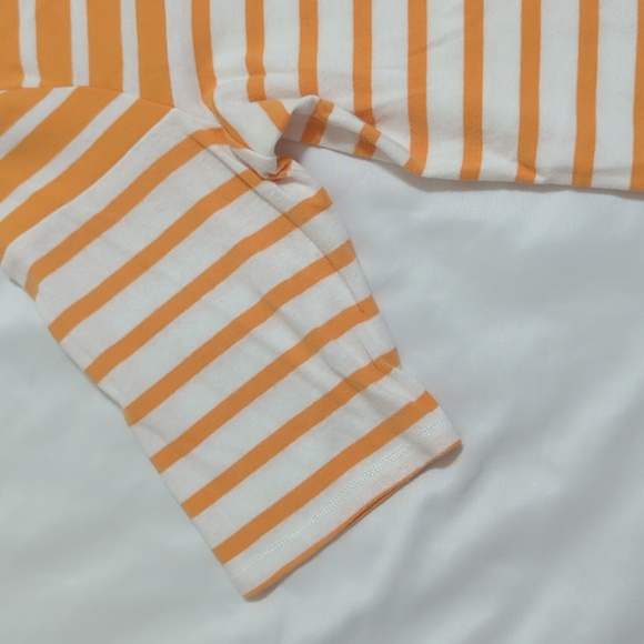 Banana Republic Short Sleeve Striped Top, Color White/Orange Size L - Picture 4 of 13